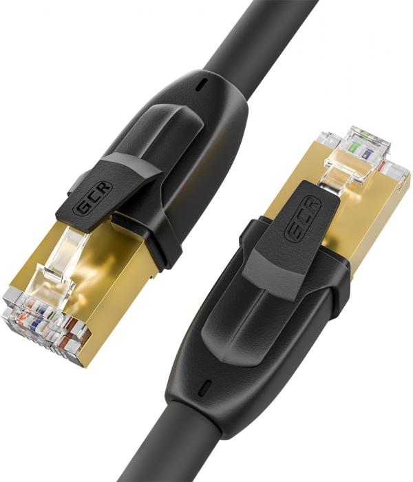 GCR Патч-корд PROF кат.7 ethernet 10.0m F/FTP, RJ45, CU, 28 AWG, литой, прямой , черный, экранированные коннекторы, GCR-52564 / Greenconnect RJ45(m) - RJ45(m) Cat. 7 F/FTP LSZH 10м / GCR Патч-корд PROF кат.7 ethernet 10.0m F/FTP, RJ45, CU, 28 AWG, литой, прямой , черный, экранированные коннекторы, GCR-52564