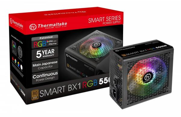 Блок питания Thermaltake ATX 550W Smart BX1 RGB 80+ bronze (24+4+4pin) APFC 120mm fan color LED 6xSATA RTL