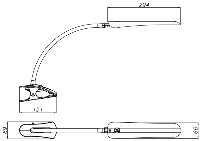 Светильник Трансвит Гермес ПШ (HERMES-PSH/BL) настольный на прищепке черный 8Вт