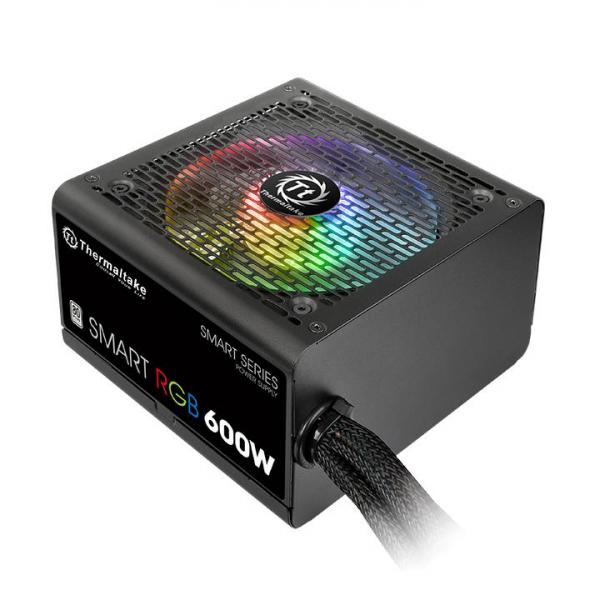 Блок питания Thermaltake ATX 600W Smart RGB 600 80+ (24+4+4pin) APFC 120mm fan color LED 5xSATA RTL