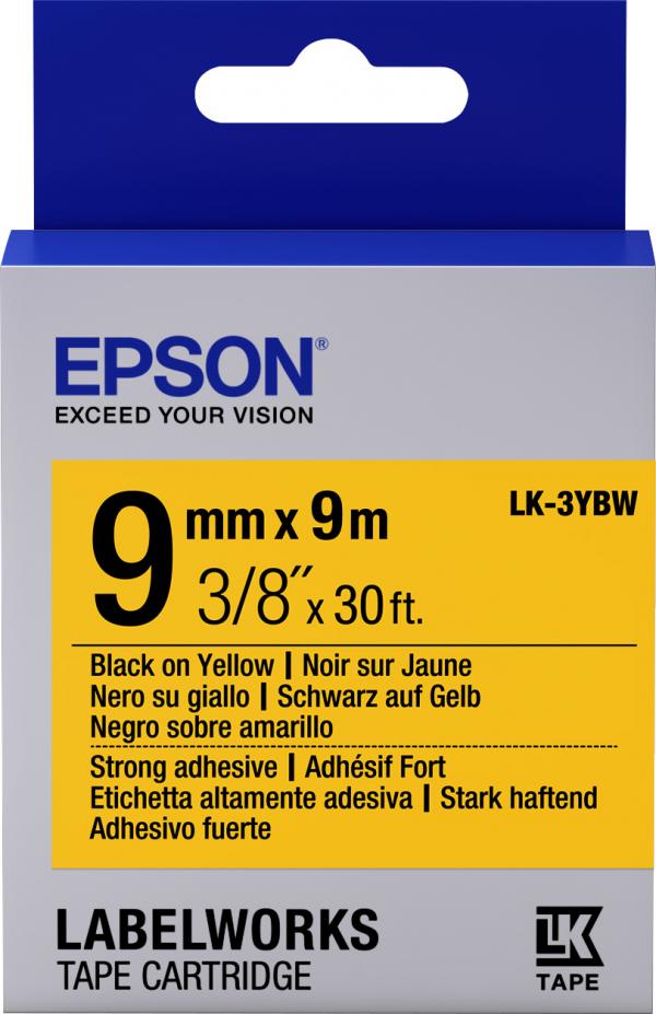 Лента / Epson LK-3YBW Strng adh Blk/Yell 9/9 (C53S653005) / Epson Tape LK-3YBW Strng adh Blk/Yell 9/9