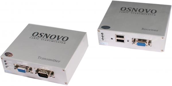 Комплект / OSNOVO TA-VKM/7+RA-VKM/7 / OSNOVO Комплект ( приемник + передатчик) для передачи VGA, Клавиатура, "Мышь" на расстояние до 300м
