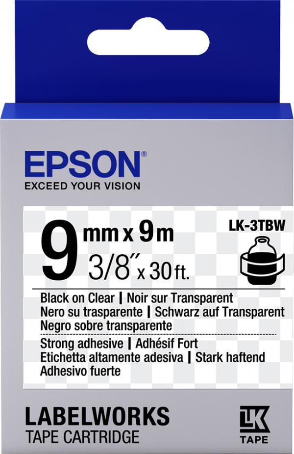 Лента / Epson LK3TBW Strng adh Blk/Clear 9/9 (C53S653006) / Epson Tape LK-3TBW Strng adh Blk/Clear 9/9