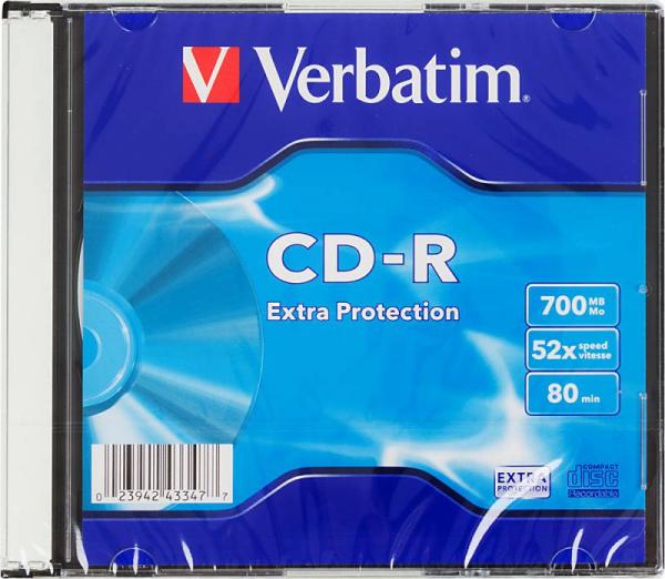 Диск CD-R Verbatim 700Mb 52x Slim case (200шт) (43347)