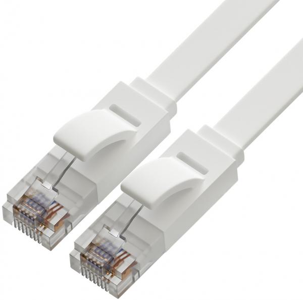 Greenconnect Патч-корд PROF плоский прямой 0.3m, UTP медь кат.6, белый, 30 AWG, ethernet high speed 10 Гбит/с, RJ45, T568B, GCR-51785 / Greenconnect RJ45(m) - RJ45(m) Cat. 6 U/UTP PVC 0.3м белый / Greenconnect Патч-корд PROF плоский прямой 0.3m, UTP медь кат.6, белый, 30 AWG, ethernet high speed 10 Гбит/с, RJ45, T568B, GCR-51785