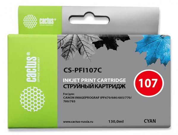 Картридж струйный Cactus CS-PFI107C синий (130мл) для Canon IP iPF670/iPF680/iPF685/iPF770/iPF780/iPF785/