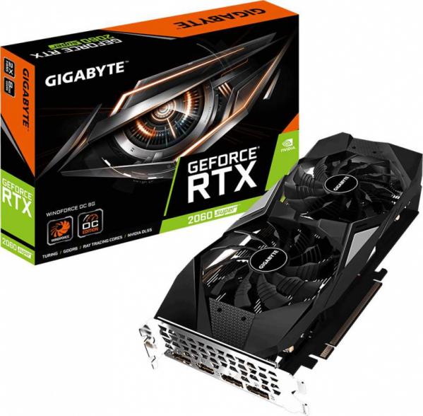 Видеокарта Gigabyte PCI-E GV-N206SWF2OC-8GD NVIDIA GeForce RTX 2060SUPER 8192Mb 256 GDDR6 1680/14000 HDMIx1 DPx3 HDCP Ret