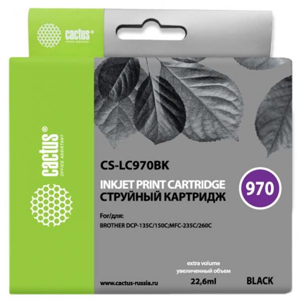 Картридж струйный Cactus CS-LC970BK черный (22.6мл) для Brother DCP-135C/150C/MFC-235C/260C