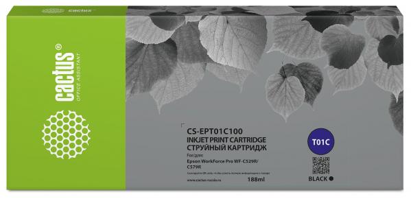 Картридж струйный Cactus CS-EPT01C100 T01C1 черный (188мл) для Epson WorkForce Pro WF-C529RDTW/WF-C579RD2TWF/WF-C579RDTWF Pro