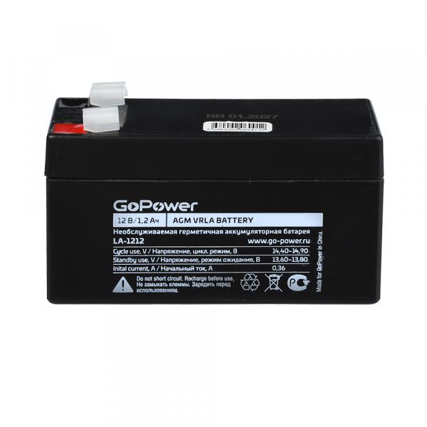 Аккумулятор свинцово-кислотный GoPower LA-1212 12V 1.2Ah (1/20) / GoPower 00-00015319 / Аккумулятор свинцово-кислотный GoPower LA-1212 12V 1.2Ah (1/20)