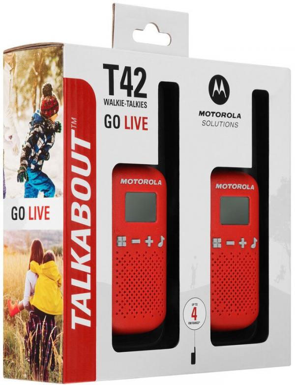 Комплект раций Motorola Talkabout T42 8кан. до 4км компл.:2шт AAA красный/черный ( (плохая упаковка)