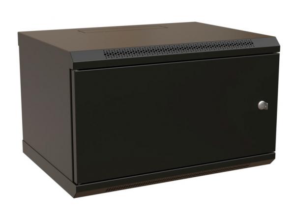 Шкаф коммутационный WRline (WR-TW-0966-SR-RAL9004) настенный 9U 600x600мм пер.дв.металл 2 бок.пан. 60кг черный 520мм 500мм IP20 сталь