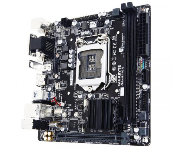 Материнская плата Gigabyte GA-H110N Soc-1151 Intel H110 2xDDR4 mini-ITX AC`97 8ch(7.1) GbLAN+VGA+DVI+HDMI