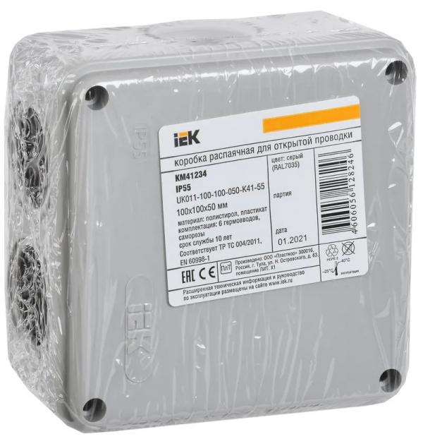 Коробка распределительная IEK UKO11-100-100-050-K41-55 (упак.:1шт) 1м серый