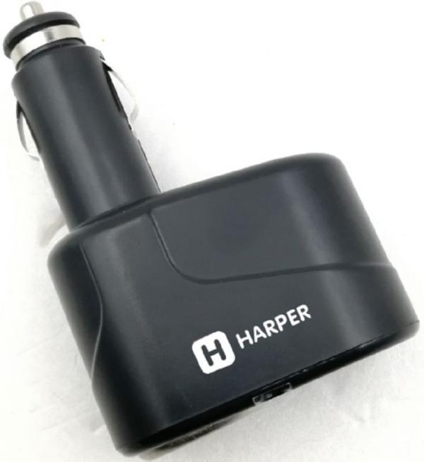 Разветвитель роз.прикуривателя Harper DP-200 2xSoc черный
