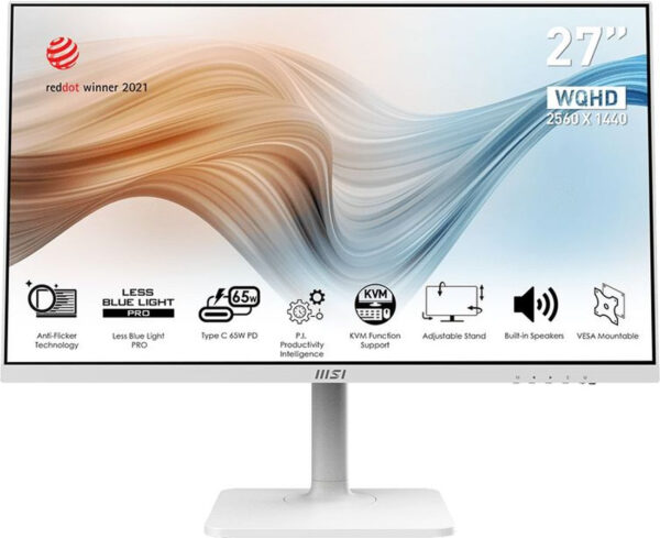 Монитор MSI 27" Modern MD272QPW белый IPS LED 16:9 HDMI M/M матовая HAS Piv 250cd 178гр/178гр 1920x1080 75Hz DP FHD USB 4.2кг