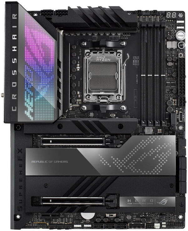 ASUS ROG CROSSHAIR X670E HERO, Socket AM5, X670, 4*DDR5, HDMI+2xUSB4, 6SATA3 + RAID, M2, Audio, Gb LAN, USB 3.2, USB 2.0, ATX; 90MB1BC0-M0EAY0