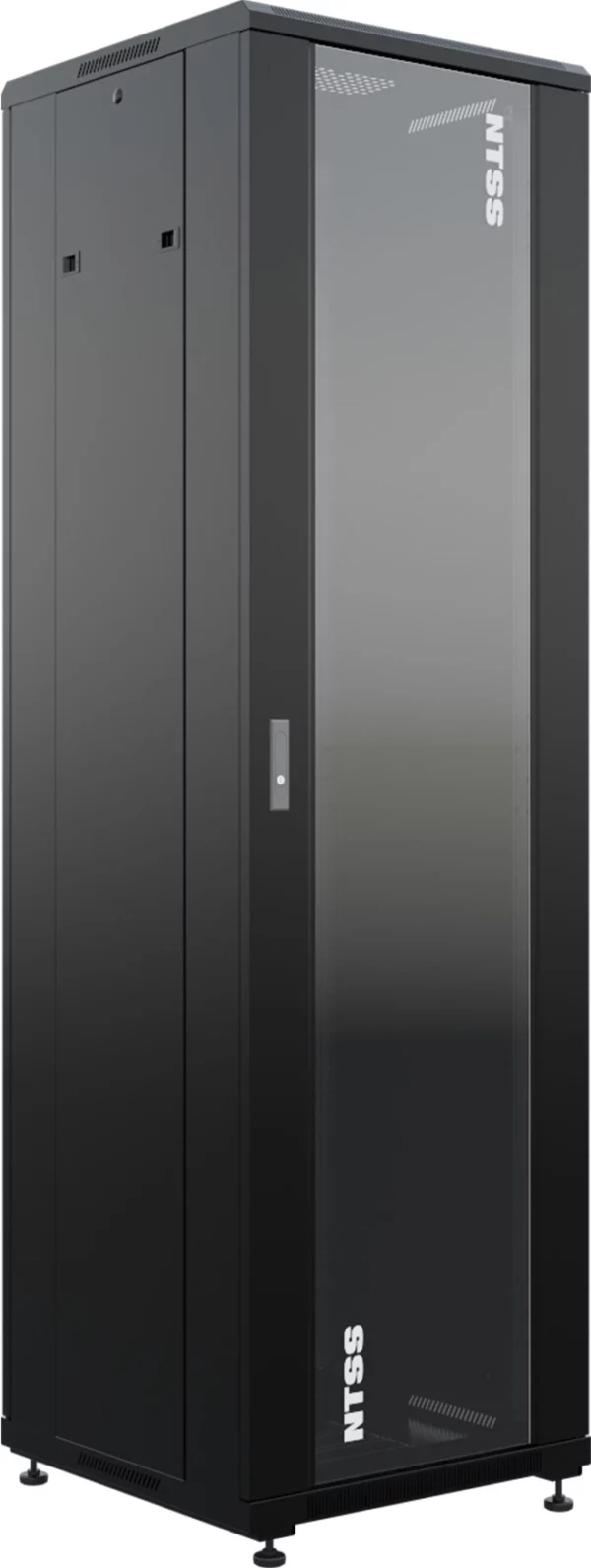 Шкаф коммутационный NTSS Премиум (NTSS-R42U6060GS-BL) напольный 42U 600x600мм пер.дв.стекл металл 900кг черный 510мм 86кг 1987мм IP20 сталь