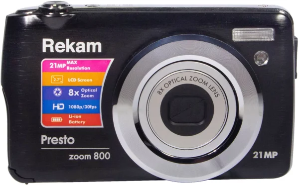 Фотоаппарат Rekam Presto zoom 800 черный 21Mpix Zoom8x 2.7" 1080p SDHC/MMC CMOS IS el 3.8minF/Li-Ion/case