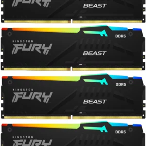 Память DDR5 4x16GB 5200MHz Kingston KF552C40BBAK4-64 Fury Beast RGB RTL PC5-41600 CL40 DIMM 288-pin 1.25В kit single rank Ret