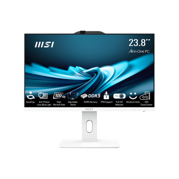 Моноблок / MSI 9S6-AE0622-825 / Моноблок/ PRO AP242P 14M  23.8"(1920x1080 (матовый) IPS)/Intel Core i5 14400(2.5Ghz)/8192Mb/256SSDGb/noDVD/IntIntel UHD Graphics 730/Cam/BT/WiFi/-/war 1y/4.63kg/White/DOS