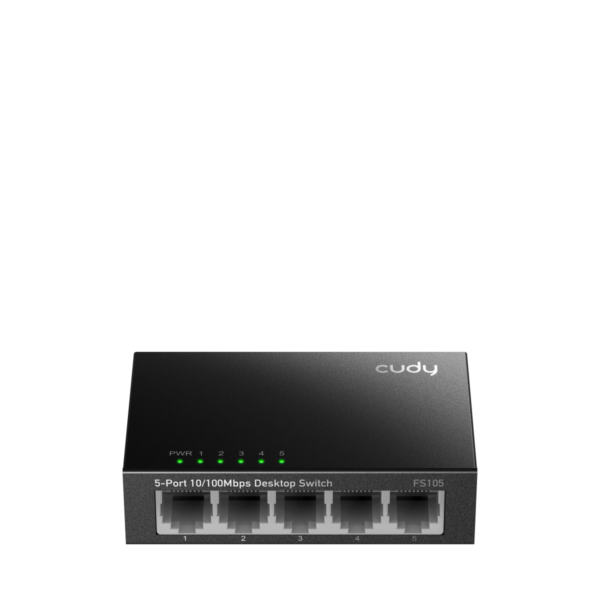 Коммутатор / Cudy FS105 / Коммутатор/ 5-Port 10/100 Mbps Desktop Switch, 5 10/100M RJ45 Ports, Loop Detection, Metal Case, Power Saving, Plug  Play