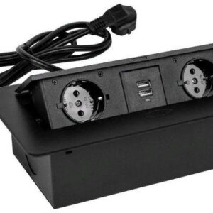 Сетевой разветвитель Premier PX/BL-HOR-2R-2USB-BLK 1.8м (2 розетки) черный (коробка)