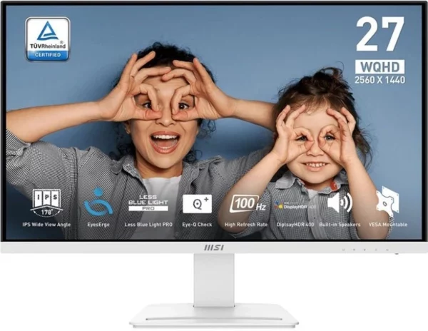 Монитор MSI 27" Pro MP273QW E2 белый IPS LED 1ms 16:9 HDMI M/M матовая HAS Piv 400cd 178гр/178гр 2560x1440 100Hz DP 2K 5.67кг