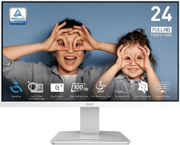 Монитор MSI 23.8" Pro MP2412W белый VA LED 5ms 16:9 HDMI M/M 300cd 178гр/178гр 1920x1080 100Hz DP FHD 3.07кг