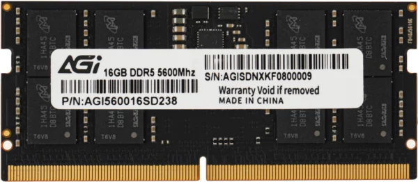 Память DDR5 16GB 5600MHz AGi AGI560016SD238 RTL PC5-44800 CL40 SO-DIMM 262-pin 1.1В single rank Ret