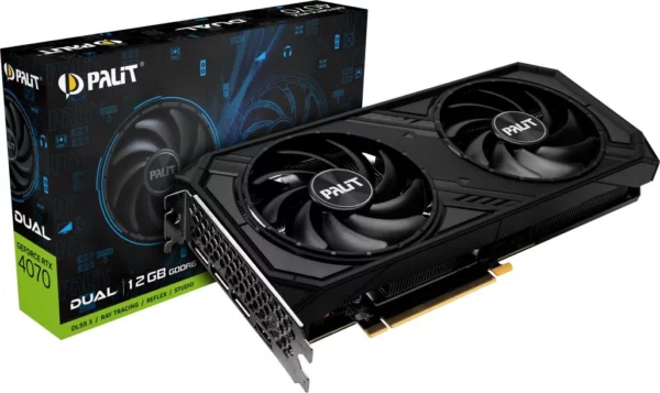 Видеокарта Palit PCI-E 4.0 RTX4070 DUAL NVIDIA GeForce RTX 4070 12Gb 192bit GDDR6 1920/20000 HDMIx1 DPx3 HDCP Ret