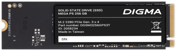 Накопитель SSD Digma PCIe 3.0 x4 256GB DGSM3256GP53T Mega P5 M.2 2280