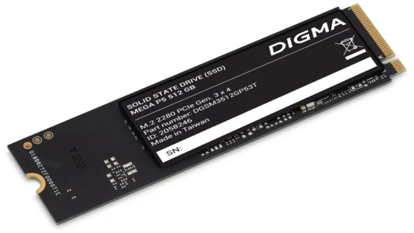 Накопитель SSD Digma PCIe 3.0 x4 512GB DGSM3512GP53T Mega P5 M.2 2280