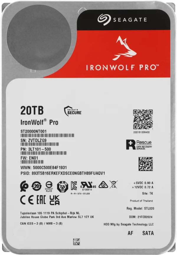 Жесткий диск Seagate SATA-III 20TB ST20000NT001 NAS Ironwolf Pro 512E (7200rpm) 256Mb 3.5"