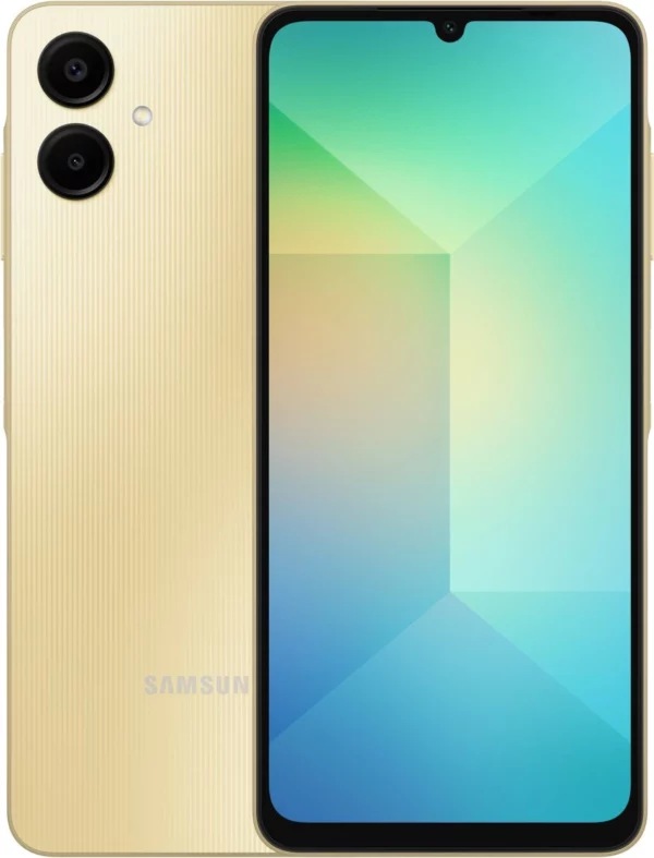 Смартфон Samsung SM-A065F Galaxy A06 128Gb 6Gb золотистый моноблок 3G 4G 2Sim 6.7" 720x1600 Android 14 50Mpix 802.11 a/b/g/n/ac GPS GSM900/1800 GSM1900 TouchSc microSD max1024Gb