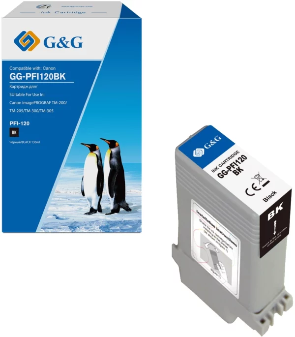 Картридж струйный GG GG-PFI120BK черный (130мл) для Canon imagePROGRAF TM-200/205/300/305/250