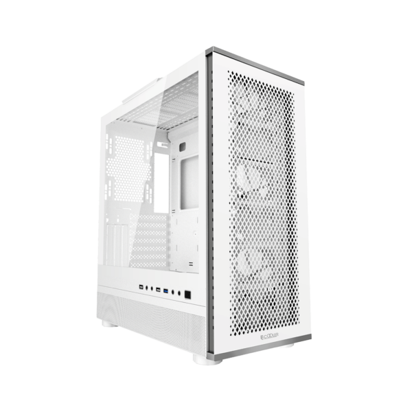 Корпус без блока питания / PcCooler ME200 MESH WH / Корпус без блока питания/ PCCooler ME200 MESH WH, Mesh Full Tower, White, TG, SPCC, 3x120mm ARGB E-ATX, ATX, mATX, mITX 180/380/220mm 4x2.5", 2x3.5", 7+3xPCI 1xUSB-A 3.0, 2xUSB-A 2.0 432x225x495mm