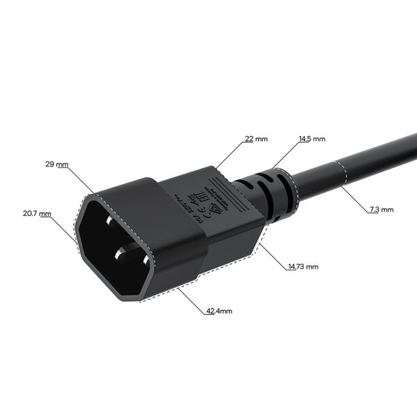 Кабель питания / GreenConnect GCR-55958 / GCR Кабель питания PROF 0.5m, С14 - С5, черный, 31,0mm, GCR-55958