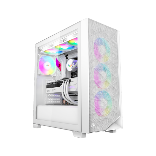 Корпус без блока питания / PcCooler C3D510 WH ARGB / Корпус без блока питания/ PCCooler C3D510 WH ARGB, Tempered Glass Full Tower, White, TG, 0.7 SPCC, 3x120mm ARGB E-ATX, ATX, mATX, mITX 170/390/410mm 2x2.5", 2x3.5", 7xPCI 2xUSB-A 3.0 454.8x220x490.6mm