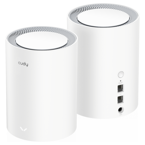 Wi-Fi Mesh-система / Cudy M1800(2-Pack) / Wi-Fi Mesh-система/ AX1800 Wi-Fi 6 Mesh Solution 2-Pack,Chipset MediaTek, Dual-Band, 802.11ax/ac/a/b/g/n, 1201Mbps at 5GHz + 574Mbps at 2.4GHz, 2 Gigabit Ethernet Ports, 4 internal antennas, MU-MIMO, DDNS, Zerotier/Wireguard/OpenVPN/IPSec/L2TP/PPTP VPN, DNS over Cloudflare/Google/Quad9, IPv6, Seamless Roaming, WPA3, TR069/TR098/TR111/TR181, Cudy Mesh, Cudy APP