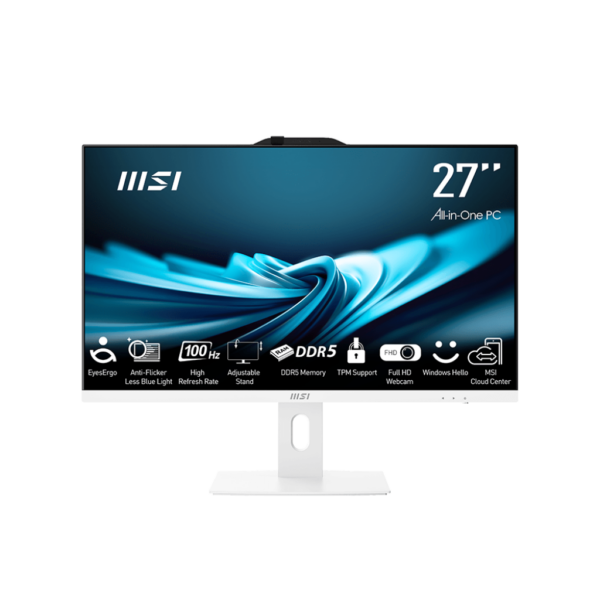 Моноблок / MSI PRO AP272P 14M (9S6-AF8322-665) / Моноблок/ MSI PRO AP272P 14M  27"(1920x1080 (матовый))/Intel Core i5 14400(2.5Ghz)/8192Mb/512PCISSDGb/noDVD/IntIntel UHD Graphics 730/Cam/BT/WiFi/-/war 1y/4.63kg/White/noOS + Wireless KB+M