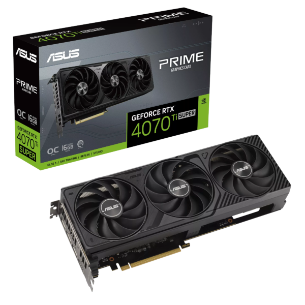 Видеокарта / ASUS PRIME-RTX4070TIS-O16G (90YV0LB0-M0NA00) / Видеокарта/ VGA ASUS NVIDIA GeForce PRIME-RTX4070TIS-O16G 16GB, GDDR6X/256-bit, PCIe 4.0, 1xHDMI 2.1a, 3xDP, 2.5-slot 90YV0LB0-M0NA00