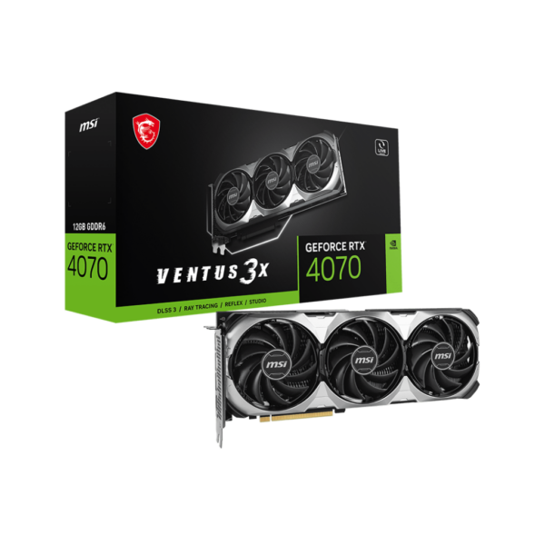 Видеокарта / MSI GeForce RTX 4070 VENTUS 3X E1 12G OC / Видеокарта/ VGA MSI NVIDIA GeForce RTX 4070 VENTUS 3X E1 12G OC 12GB, GDDR6X/192-bit, PCIe 4.0, 1xHDMI 2.1, 3xDP, 2.2-slot