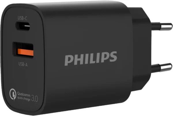 Сетевое зар./устр. Philips DLP4317 20W 0.8A (PD) USB/USB Type-C универсальное черный (DLP4317CB/70)