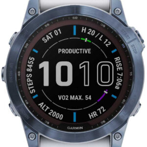 Смарт-часы Garmin Fenix 7X 1.4" корп.синий рем.белый (010-02541-15)