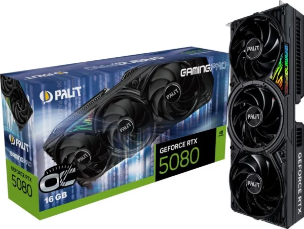 Видеокарта Palit PCI-E PA-RTX5080 GAMINGPRO OC NVIDIA GeForce RTX 5080 16Gb 256bit GDDR7 2295/30000 HDMIx1 DPx3 HDCP Ret