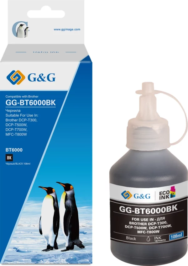 Чернила GG GG-BT6000BK черный108мл для Brother HL-1110/1112A/1210/1212;DCP-1510/1512/1