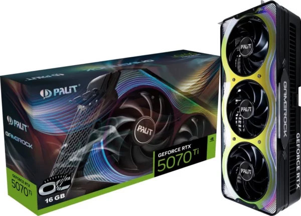 Видеокарта Palit PCI-E RTX5070Ti GAMEROCK OC NVIDIA GeForce RTX 5070TI 16Gb 256bit GDDR7 2295/30000 HDMIx1 DPx3 HDCP Ret