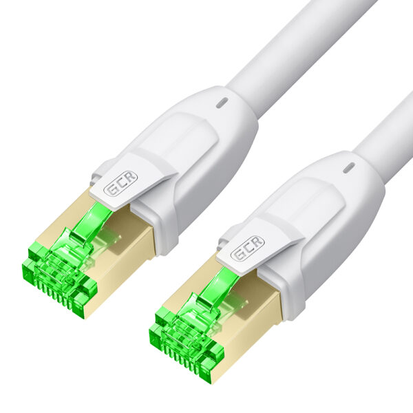 Патч-корд / Greenconnect GCR-55905 / GCR Патч-корд PROF кат.8 ethernet 20.0m SF/FTP, RJ45, медь, 40 Гбит/с, 26 AWG, белый, литой, экранированные коннекторы 24K GOLD, T568B, GCR-55905