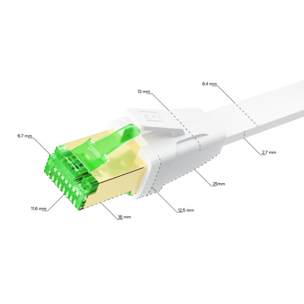 Патч-корд / Greenconnect GCR-55860 / GCR Патч-корд LSZH PROF плоский прямой 3.0m, FTP, кат.8 ethernet, RJ45, медь, 30 AWG, белый, литой, экранированные коннекторы 24K GOLD, T568B, GCR-55860